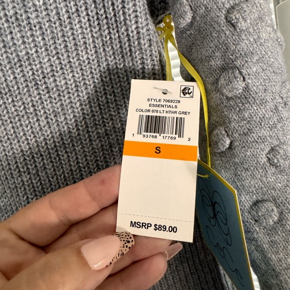 NWT CeCe Women's Bobble Stitch Sleeve Ribbed Sweater Pullover Gray Small - Picture 4 of 6